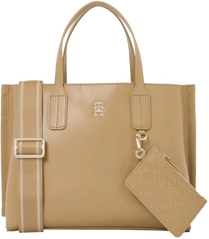 Tommy Hilfiger Bolso Tote Mujer Distinct Mini pequeño, Beige (Safari Canvas), Talla Única - Imagen 1