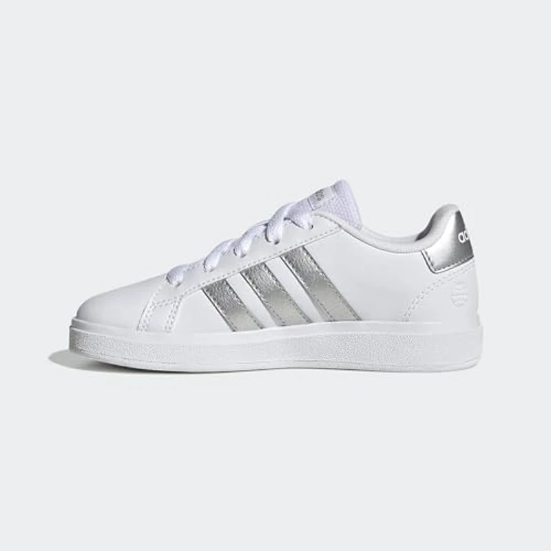 adidas Grand Court Lifestyle Tennis Lace-Up Shoes, Zapatillas de Tenis Unisex niños, White Matte Silver Matte Silver, 34 EU - Imagen 2