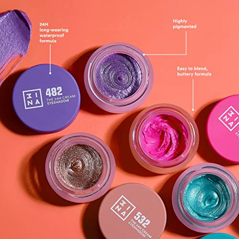 3INA MAKEUP - The 24H Cream Eyeshadow 423 - Sombra de Ojos Lila 24H de Duración - Sombra de Ojos en Crema & Waterproof - Acabado Mate Brillante & Metálico - Vegan - Cruelty Free - Imagen 3