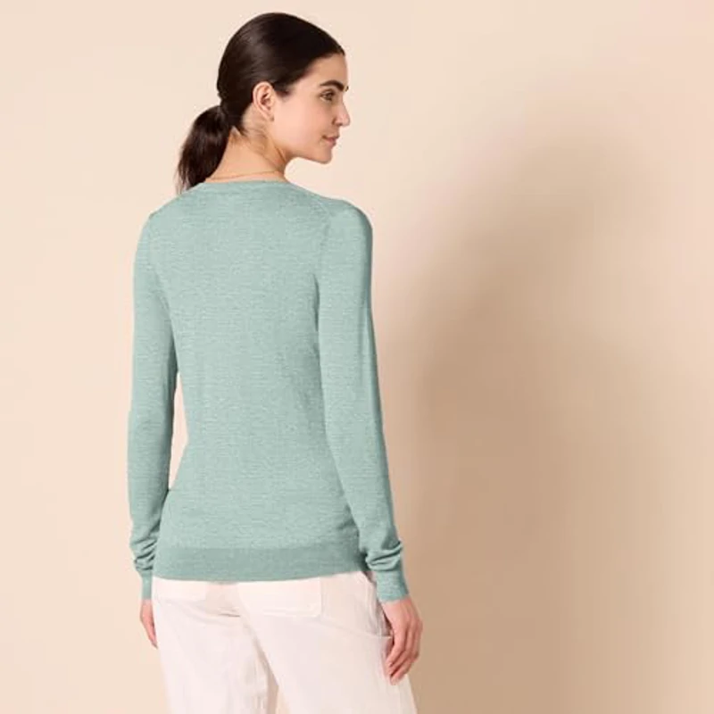 Amazon Essentials Jersey Ligero de Manga Larga con Cuello en V y Corte Estándar (Disponible en Tallas Grandes) Mujer, Verde Salvia Mezcla, XL - Imagen 3