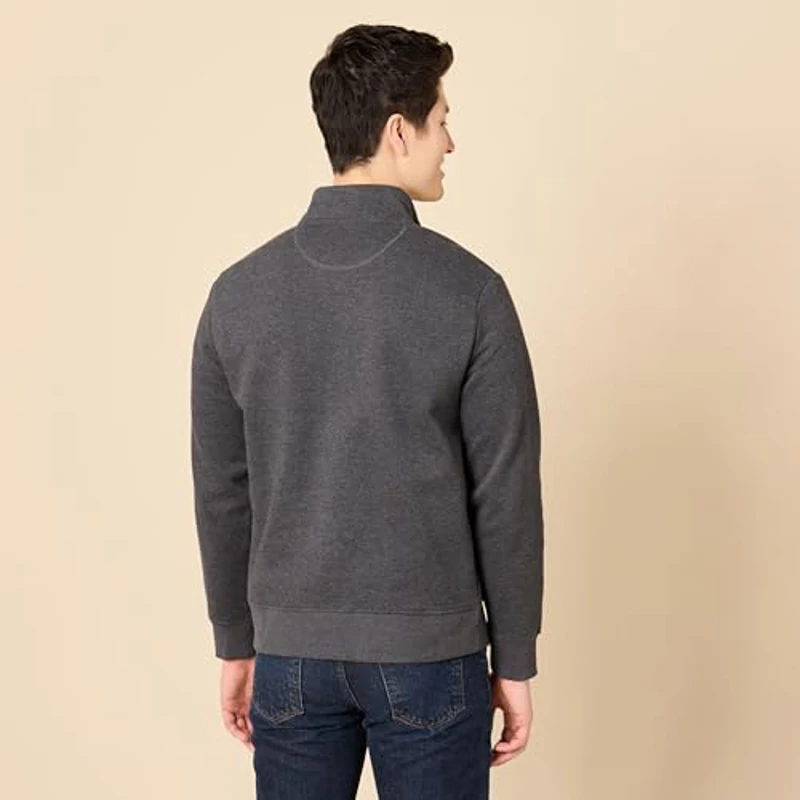 Amazon Essentials Sudadera de Manga Larga con Forro Polar y Cierre de un Cuarto Hombre, Carbón Mezcla, M - Imagen 3