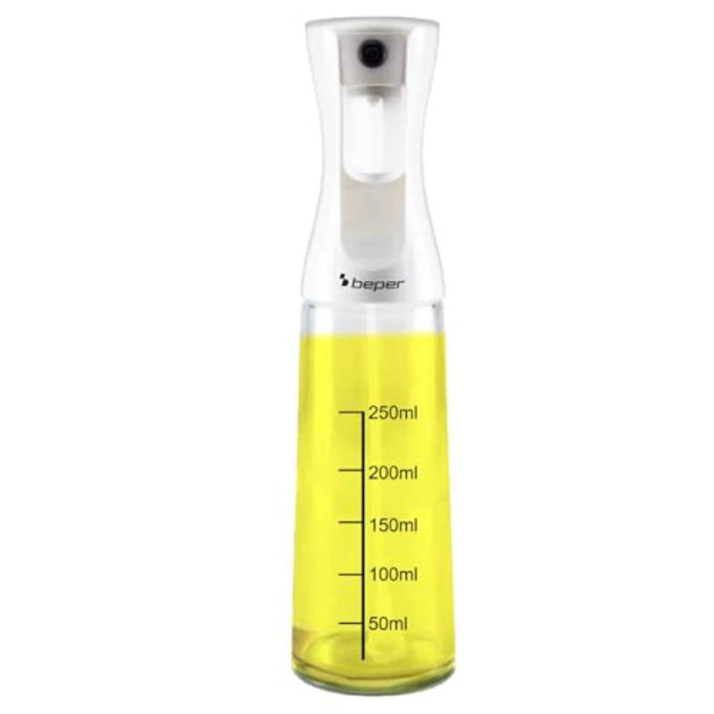 BEPER C102SPE002 Pulverizador de Aceite spray, 300 ml, Pulverizador para freidora de aire con cuerpo de cristal, Tapa de plástico Blanco - Imagen 1