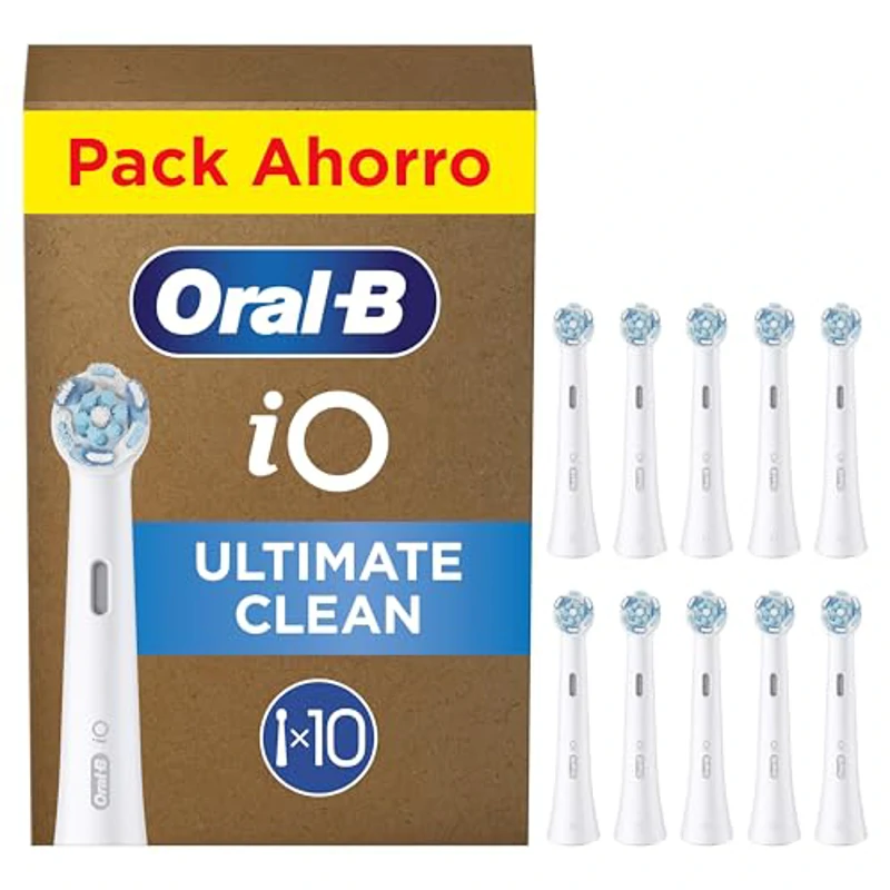 Oral-B Series iO Ultimate Clean Cabezales De Recambio Originales, Pack de 10 Recambios Blancos Para Cepillos De Dientes Eléctricos Oral-B iO, Eliminación Profunda De La Placa Bacteriana - Imagen 1