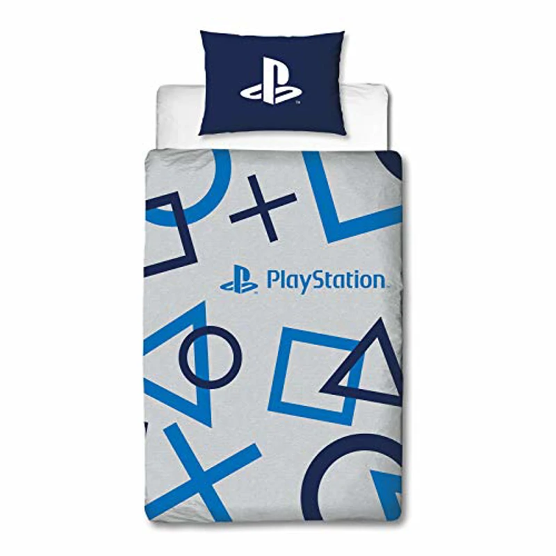 Playstation - Funda de edredón para Cama Individual, Color Azul, con Licencia Oficial de Sony Playstation, Reversible, diseño de Ropa de Cama con Funda de Almohada a Juego, polialgodón, Azul - Imagen 1