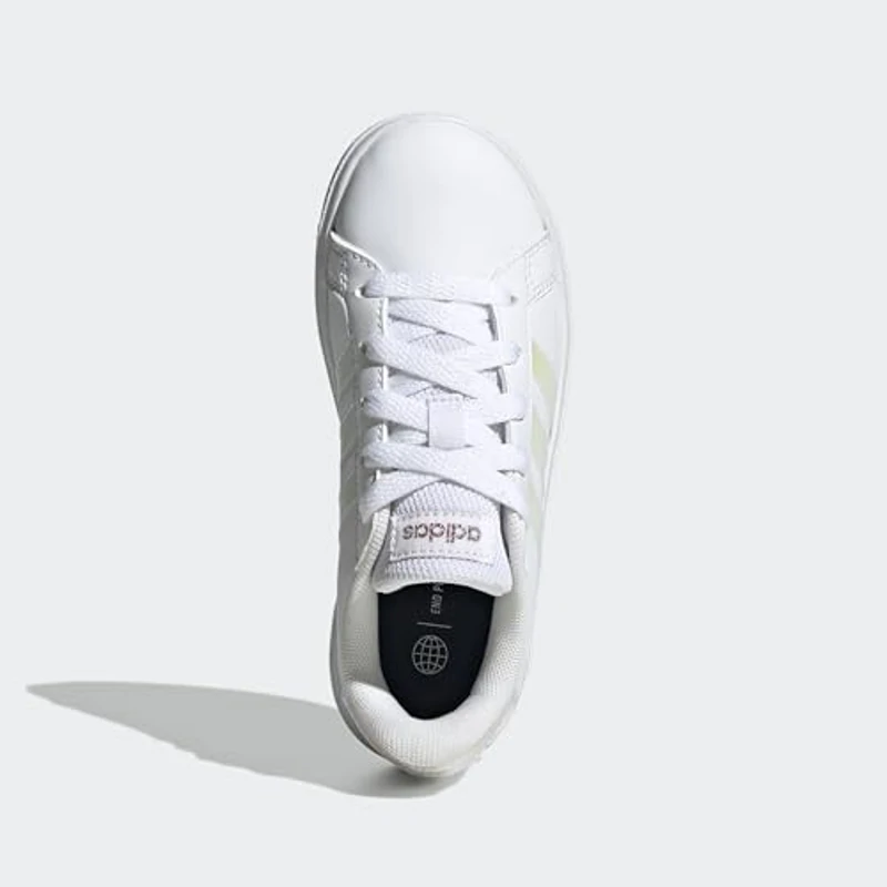 adidas Grand Court Lifestyle Lace Tennis Shoes, Zapatillas de Tenis Unisex niños, Cloud White Iridescent Cloud White, 35 EU - Imagen 3