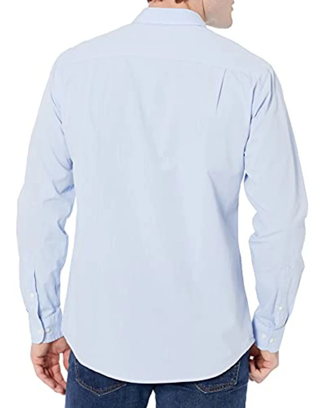 Amazon Essentials Camisa Informal de Popelina con Manga Larga y Corte Recto Hombre, Azul Claro, XL - Imagen 3