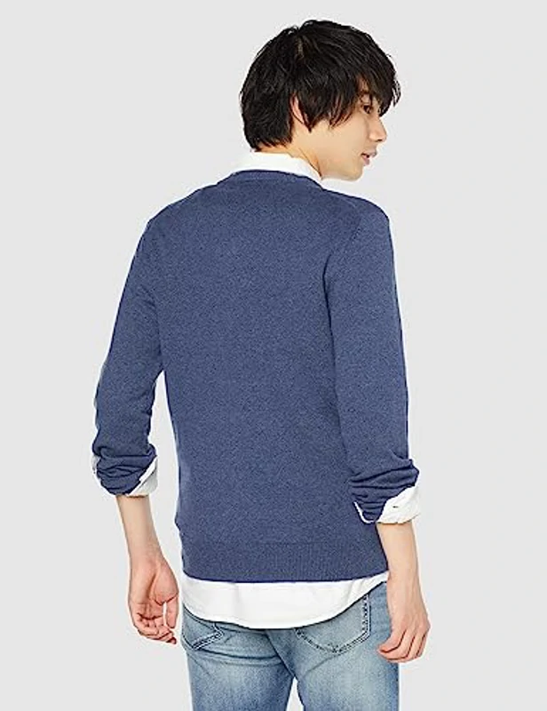 Amazon Essentials Jersey de Cuello Redondo de Manga Larga, 100% Algodón, Disponible en Tallas Grandes y Altas Hombre, Azul Mezcla, L - Imagen 3