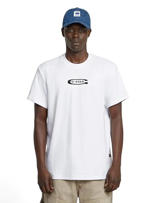 G-Star para Hombre Camiseta Old Skool Logo, Blanco (White D25967-C812-110), L - Imagen 1