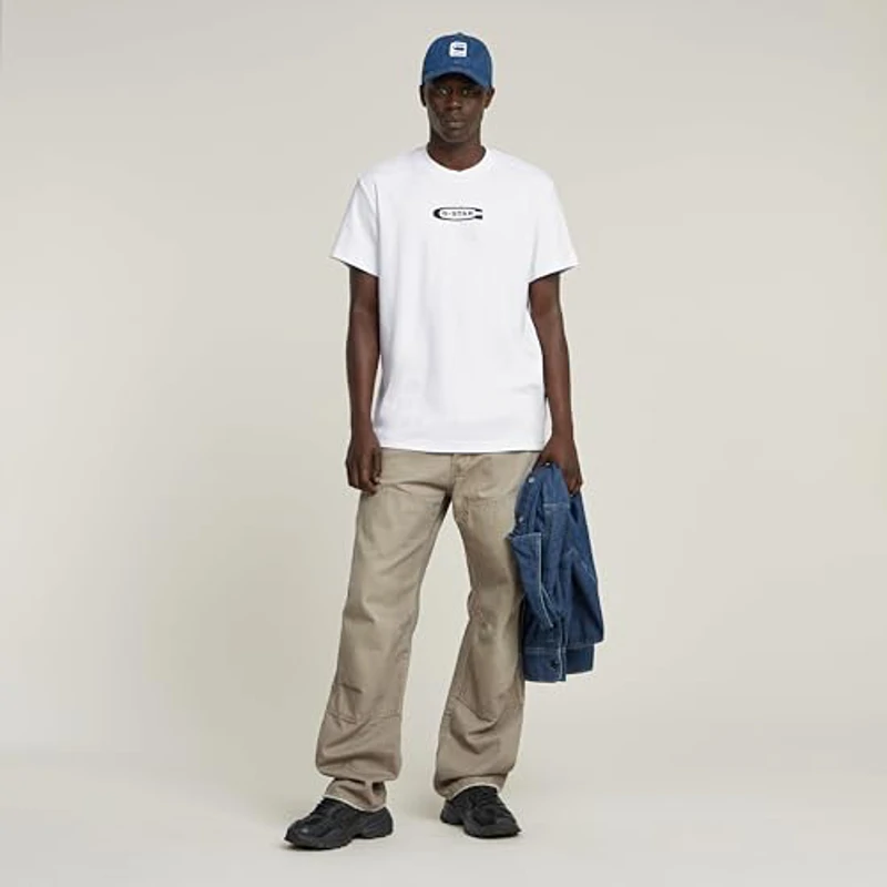 G-Star para Hombre Camiseta Old Skool Logo, Blanco (White D25967-C812-110), L - Imagen 3