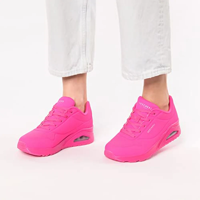 Skechers Uno - Night Shades, Zapatillas, Mujer, Rosa (Hot Pink Durabuck), 38 EU - Imagen 2