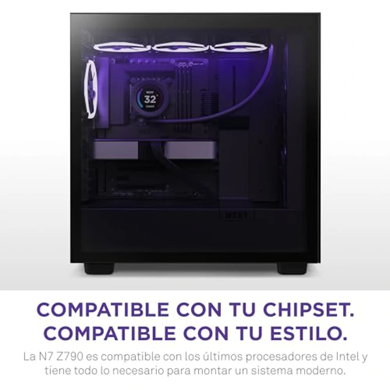 NZXT N7 Z790 Motherboard - N7-Z79XT-W1 - Intel Z790 chipset (Support 12th, 13th, 14th Gen CPUs) - ATX Gaming Motherboard - Integrated I/O Shield - WiFi 6E connectivity - Bluetooth - Negro - Imagen 3