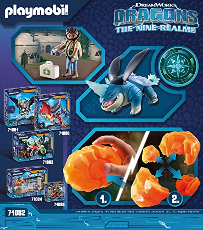 PLAYMOBIL DreamWorks Dragons 71082 Dragons, The Nine Realms Plowhorn y D'Angelo, Juguete para niños a Partir de 4 años - Imagen 3