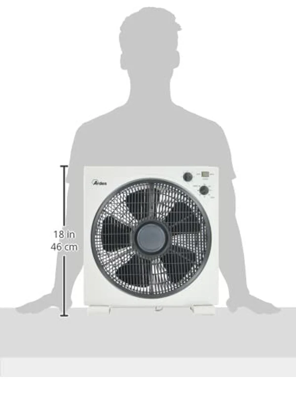 ARDES Ventilador Portátil Cuadrado Refrescante de Suelo o Mesa con 5 Aspas y 3 Niveles de Intensidad Rotación 360 Grados y Temporizador Ventilador de Suelo Blanco Box Floor AR5B29 - Imagen 3