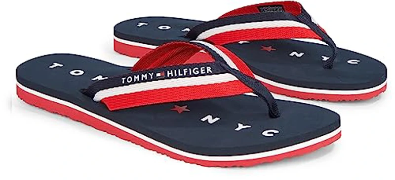 Tommy Hilfiger Chanclas Mujer Tommy Loves NY Beach Sandal Zapatillas de baño, Azul (Midnight), 37 - Imagen 1