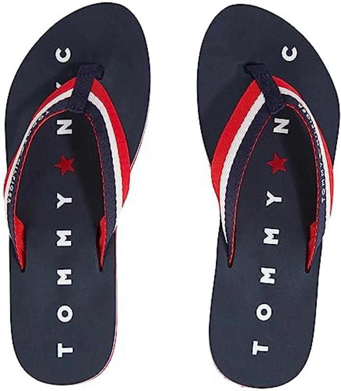 Tommy Hilfiger Chanclas Mujer Tommy Loves NY Beach Sandal Zapatillas de baño, Azul (Midnight), 37 - Imagen 3