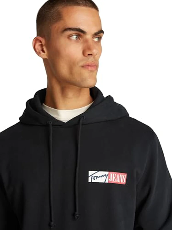 Tommy Jeans Sudadera Hombre Entry Graphic con Capucha, Negro (Black), XS - Imagen 3