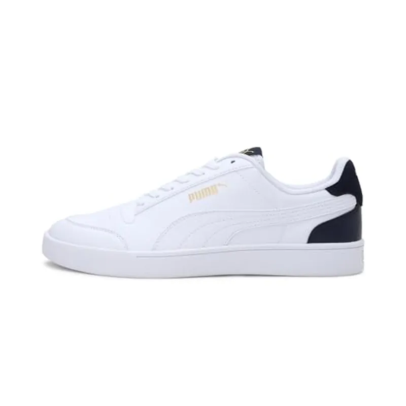 PUMA Shuffle, Zapatillas Unisex Adulto, Blanco White White Peacoat Team Gold, 47 EU