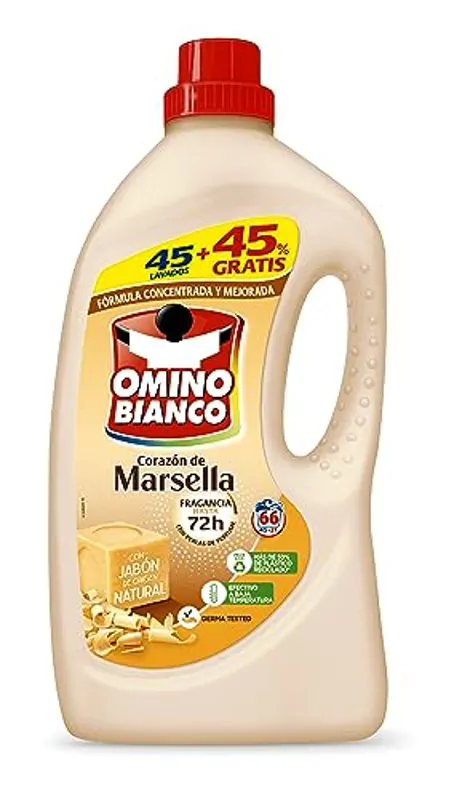 Omino Bianco Detergente Líquido Marsella 45 Dosis + 45% Gratis, 2640ml