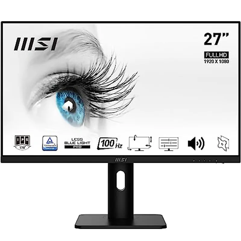 MSI PRO MP273AP Monitor de Oficina 27” Full HD - Panel IPS 1920 x1080, 100 Hz,Confort Ocular, Montaje VESA, Altavoces Integrados, Soporte Display Kit, Regulable 4 Direcciones - Imagen 1
