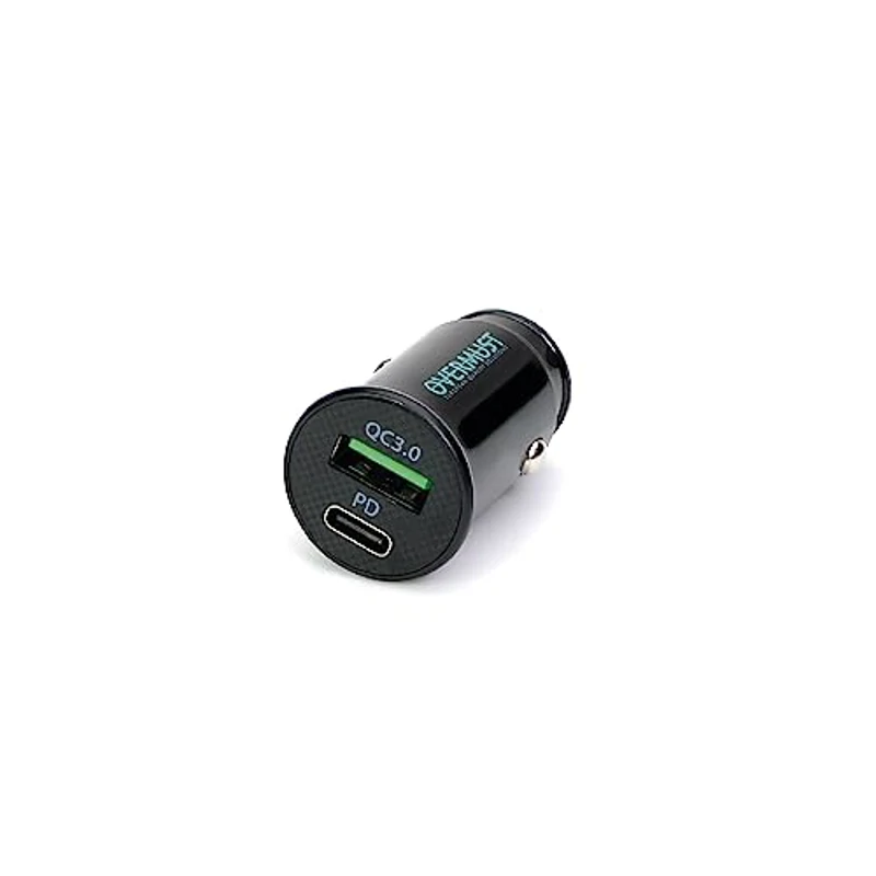 OVERMUST - Cargador Mechero Coche 36W | USB PD y QC 3.0 | Recarga Rápida iPhone 14, 13, 12 Pro MAX, Samsung, Huawei, iPad, MacBook, AirPods | Compacto y Seguro | Transformador USB, USB C, Negro - Imagen 1