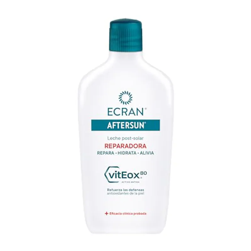 Ecran - Aftersun Leche Post Solar Reparadora para todo Tipo de Pieles, Hidrata, Calma, Alivia y Repara, Textura Ligera y Rápida Absorción, Fórmula con VitEox 80 - 400 ml