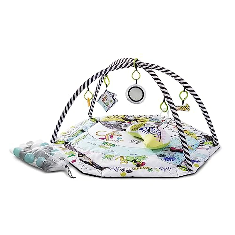 kk Kinderkraft SMARTPLAY Gimnasio para bebé, Alfombra para niños, Tapete bebé, 7 Juguetes, 20 pelotas, 2 Arcos, Con accesorios, para bebé, Multifuncional, Piscina seca, Multicolor - Imagen 1