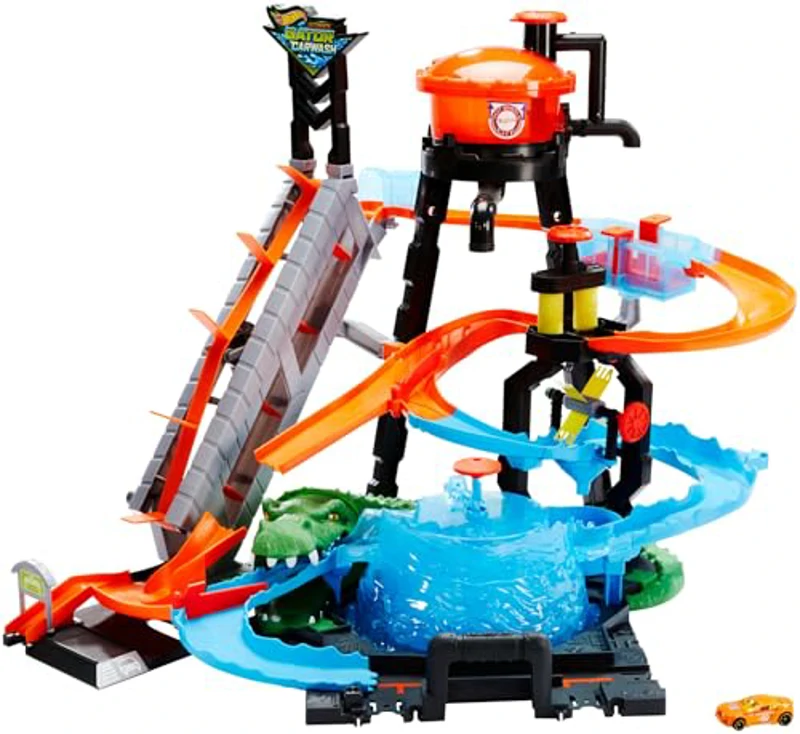 Hot Wheels Cocodrilo Destructor, pista de coches de juguete (Mattel FTB67) - Imagen 1