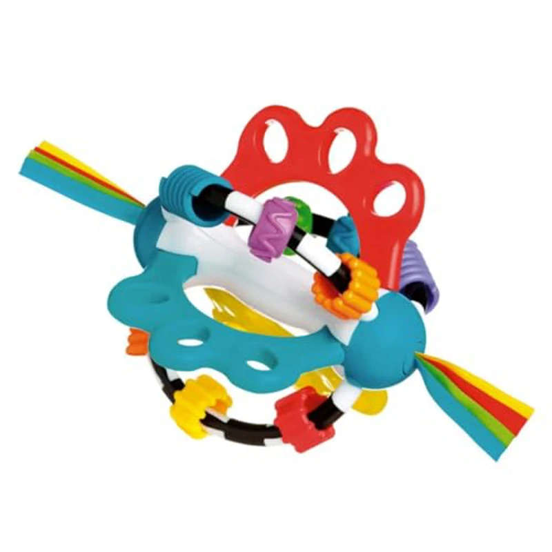 Playgro Pelota Sonajero, Sin BPA, Desde los 6 Meses, Explor-a-Ball, Multicolor (Azul, Rojo, Blanco, Verde), 40122, 17 x 12 x 12 cm - Imagen 1