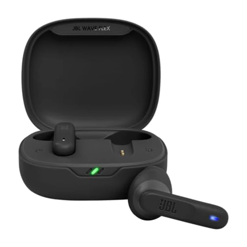 JBL Wave Flex, auriculares inalámbricos In-Ear con resistencia al agua IP54 e IPX2, tecnología TalkThru y AmbientAware y 32 horas de duración de la batería, en negro