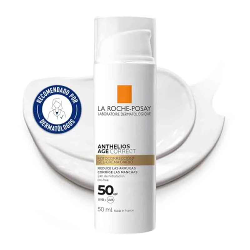 La Roche Posay Gel-Crema Protector Antiedad, Fotocorrector de Uso Diario con SPF50, Corrige Arrugas y Manchas, Mejora la Elasticidad, Fórmula con Cellox-B3 Tech, Anthelios, 50 ml