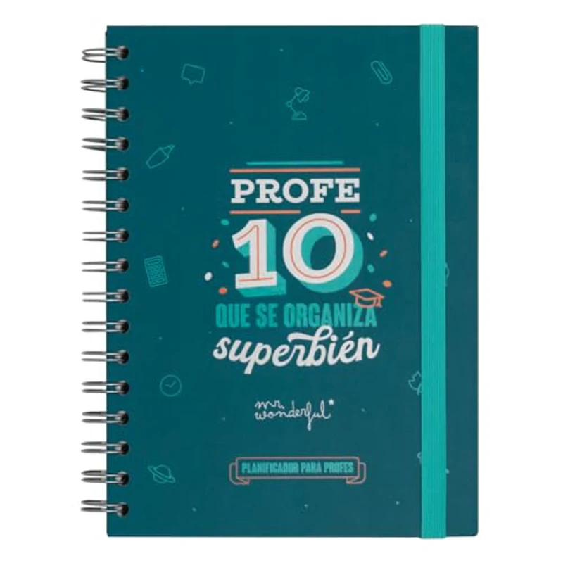 Mr. Wonderful - Planificador para profes - Profe 10 que se organiza superbién - Organizador Diario - Incluye Pegatinas y Notas Adhesivas - Imagen 1