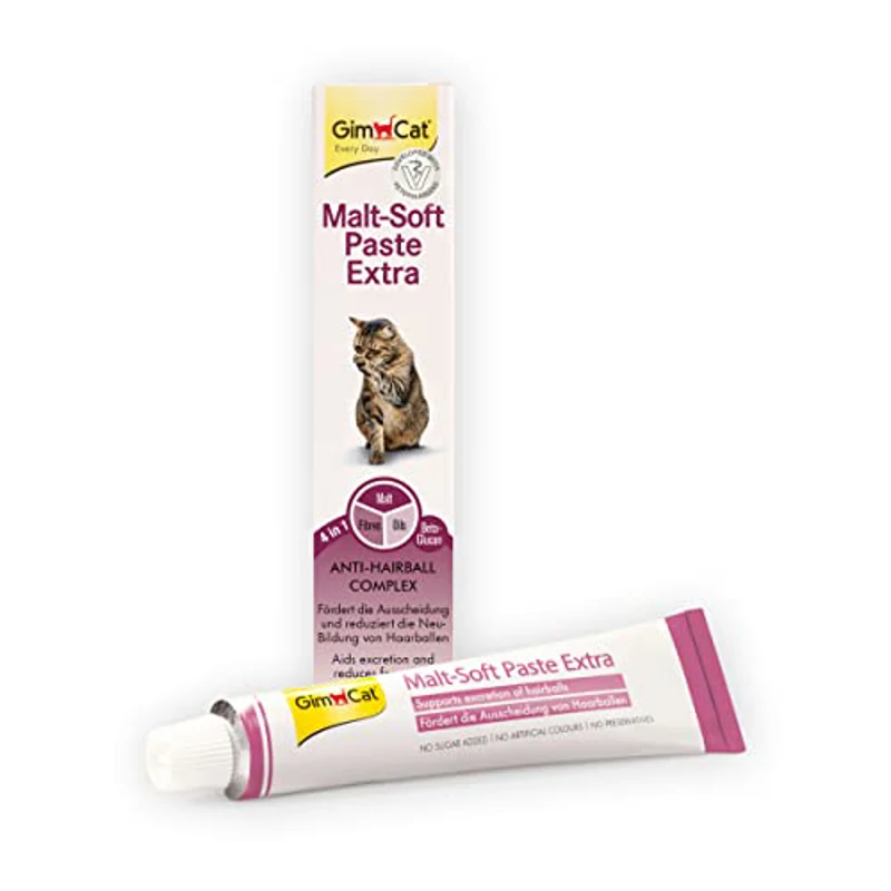 GimCat Malt-Soft Extra, pasta con malta- Anti-Hairball snack para gatos favorece la excreción de bolas de pelo - 1 tubo (1 x 100 g) - Imagen 1