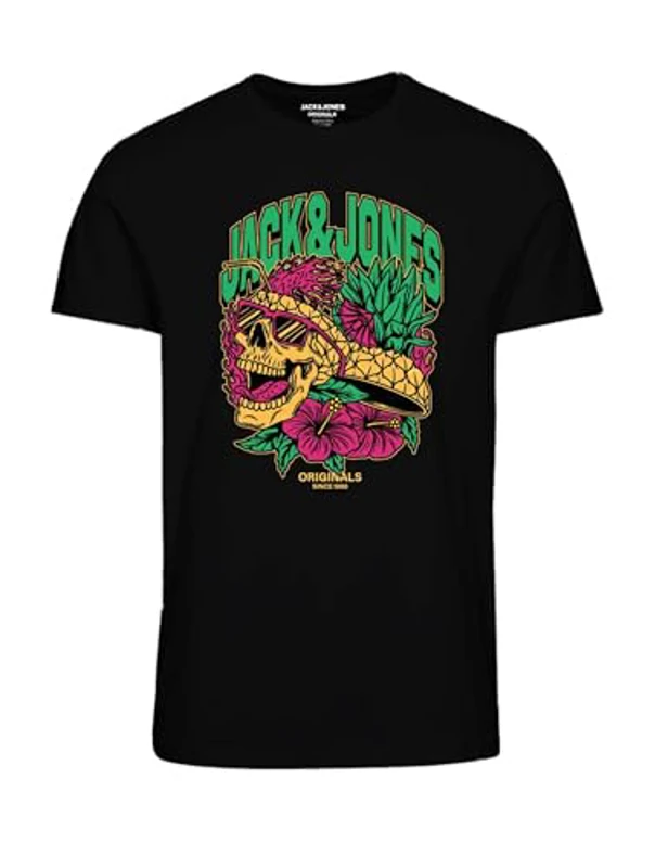 JACK & JONES Jorsequoia tee SS Crew Neck 2 Fst Camiseta, Negro, S Hombres